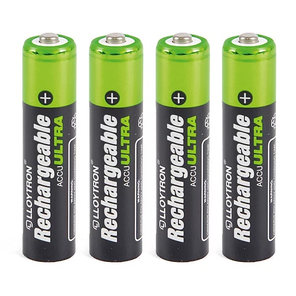 Lloytron AAA NiMH Accu Ultra Batteries Green and Black Pack of 4 B1004 | 1100mAh | Advance Technology | Lasts Longer | Up to 1000 Charges