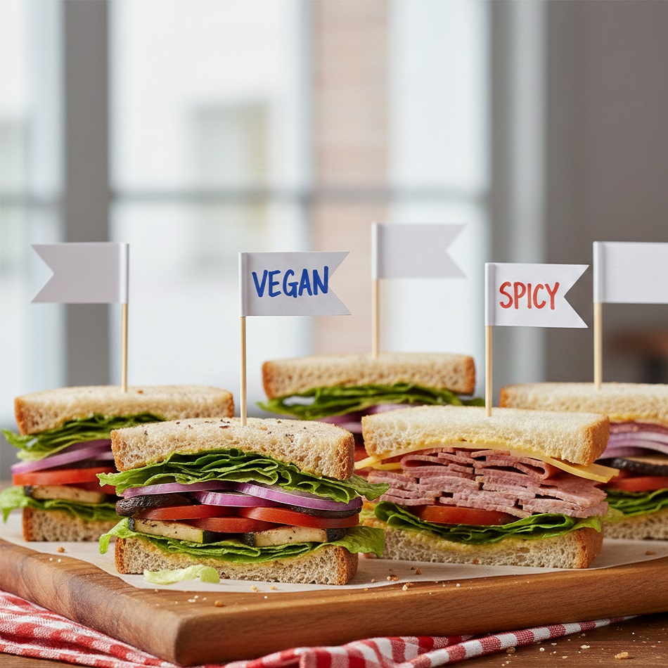 Caroline Sandwich Flags White 80mm x 2mm Pack of 10 1142