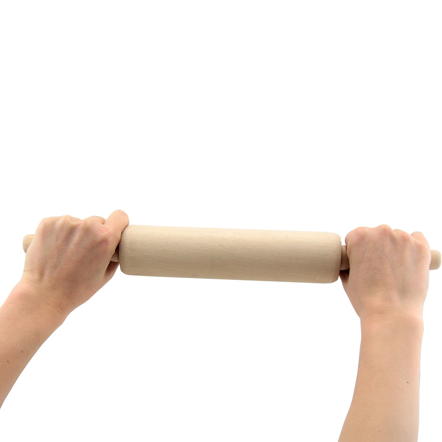 Apollo Wooden Rolling Pin Brown 43cm 9104 | Solid Natural Wood Dough Roller for Baking | Smooth Finish | Comfortable Handles