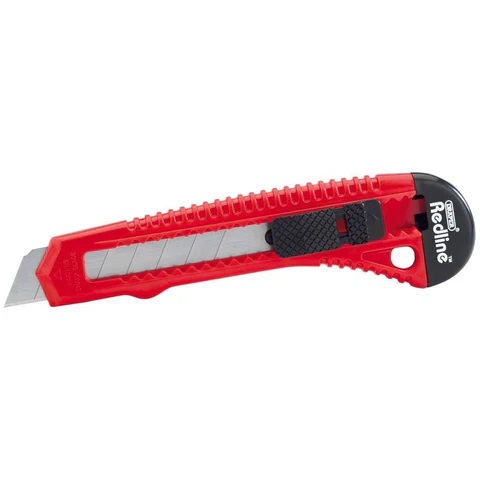 Draper Redline Snap-Off Utility Knife with Retractable Blade Red 67676 | Ergonomic Grip | Precision Cutting