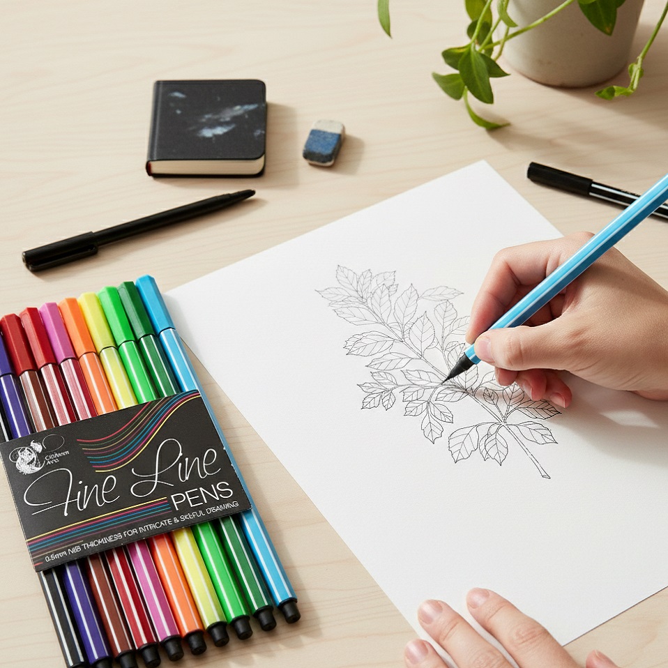 Chiltern Arts Fine Line Pens Assorted 0.5mm Nib Pack of 10 ATS1176 Chiltern Arts Fine Line Pens Assorted 0.5mm Nib Pack of 10 ATS1176