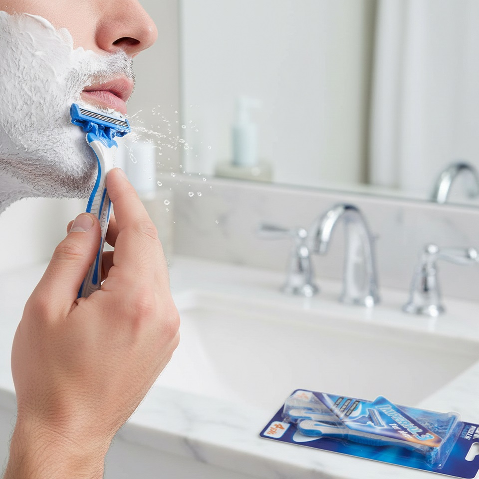 151 Rolls Imperial 3 Disposable Razors Blue Pack of 4 GG78 | Pivoting Head | Triple Blade | Glider Strip