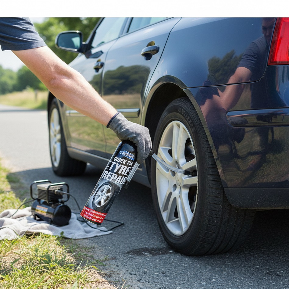151 Car-Pride Quick Fix Tyre Repair Spray Clear 300ml | Immediate Temporary Tyre Repair | Seals Inflates Tyres | Quick and Easy to Use