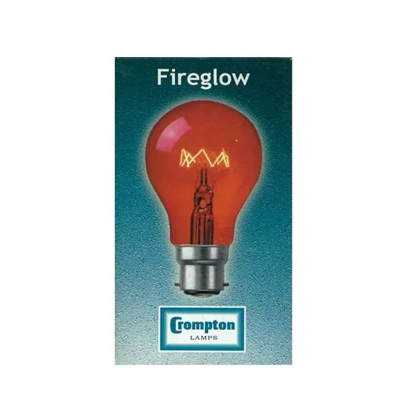 Crompton Fireglow Decorative Incandescent Bulb Red S854 | Warm Amber Glow | Festive and Ambient Lighting
