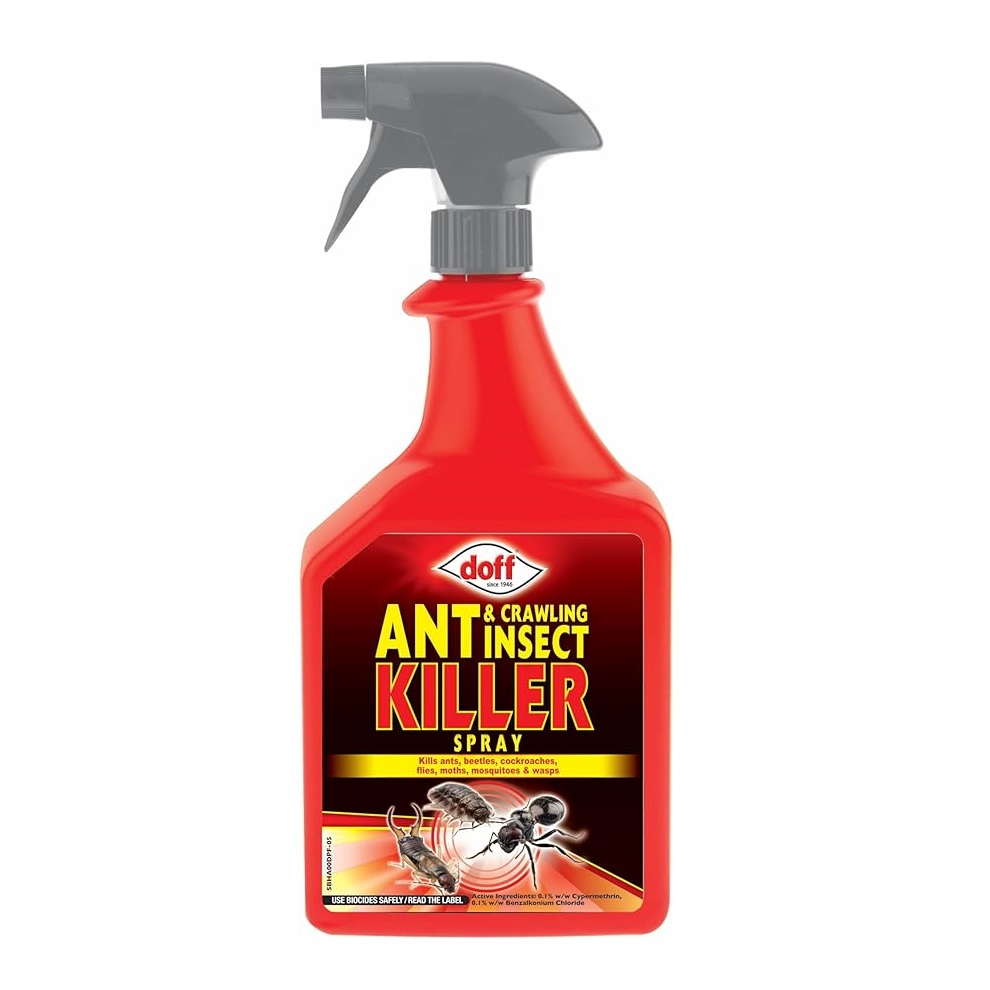 Doff Ant and Crawling Insect Killer Spray Red 1Ltr F-BH-A00-DOF-01 | Fast Acting Control | Kills Wasps-Beetles-Cockroaches