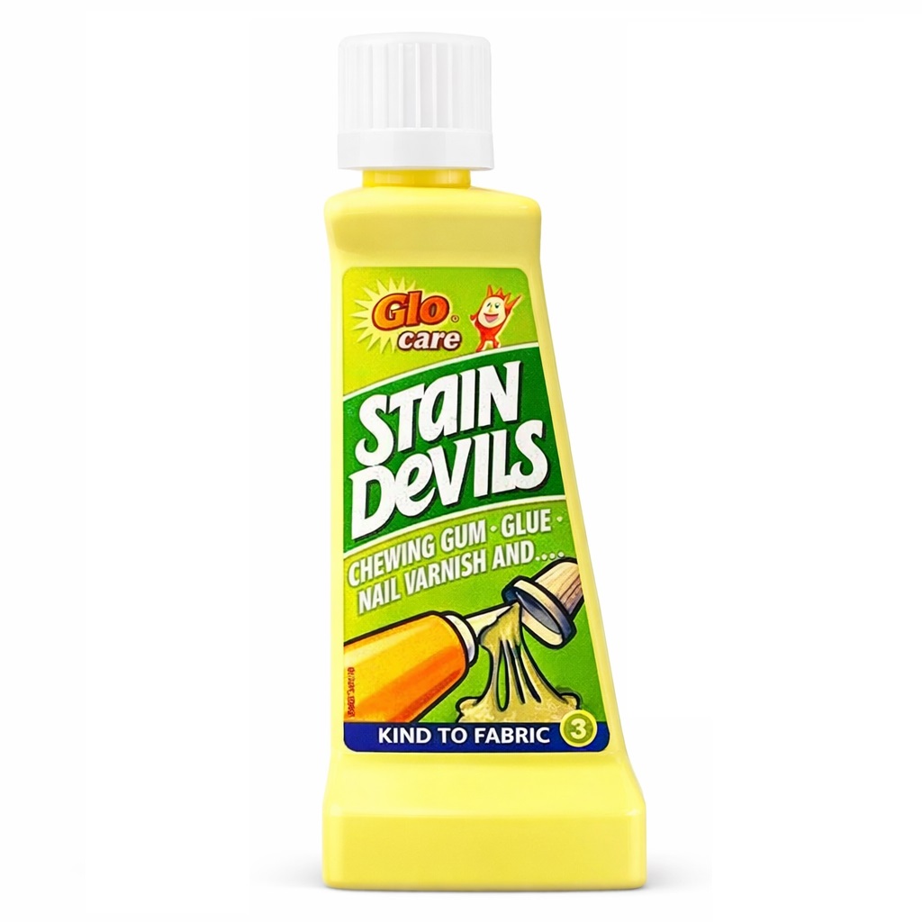 Glo Care Stain Devils No.3 Stain Remover Yellow 50ml 6564 | Removes Chewing Gum-Glue and Nail Varnish | Kind to Fabric Glo Care Stain Devils No.3 Stain Remover Yellow 50ml 6564 | Removes Chewing Gum-Glue and Nail Varnish | Kind to Fabric
