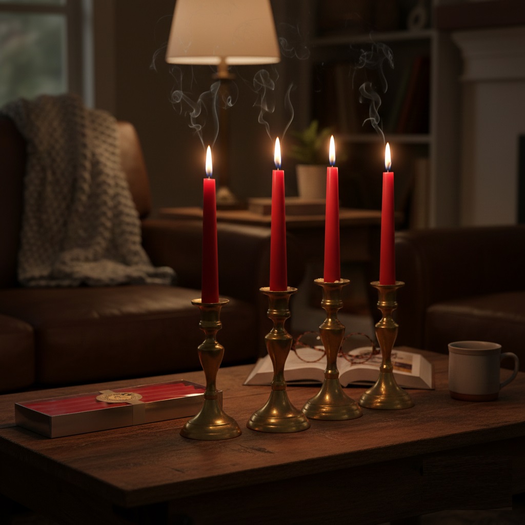 151 Wax Works Straight Candles Red 8-Inch Pack of 4 PAN0502 | 8 Hours Burn Time