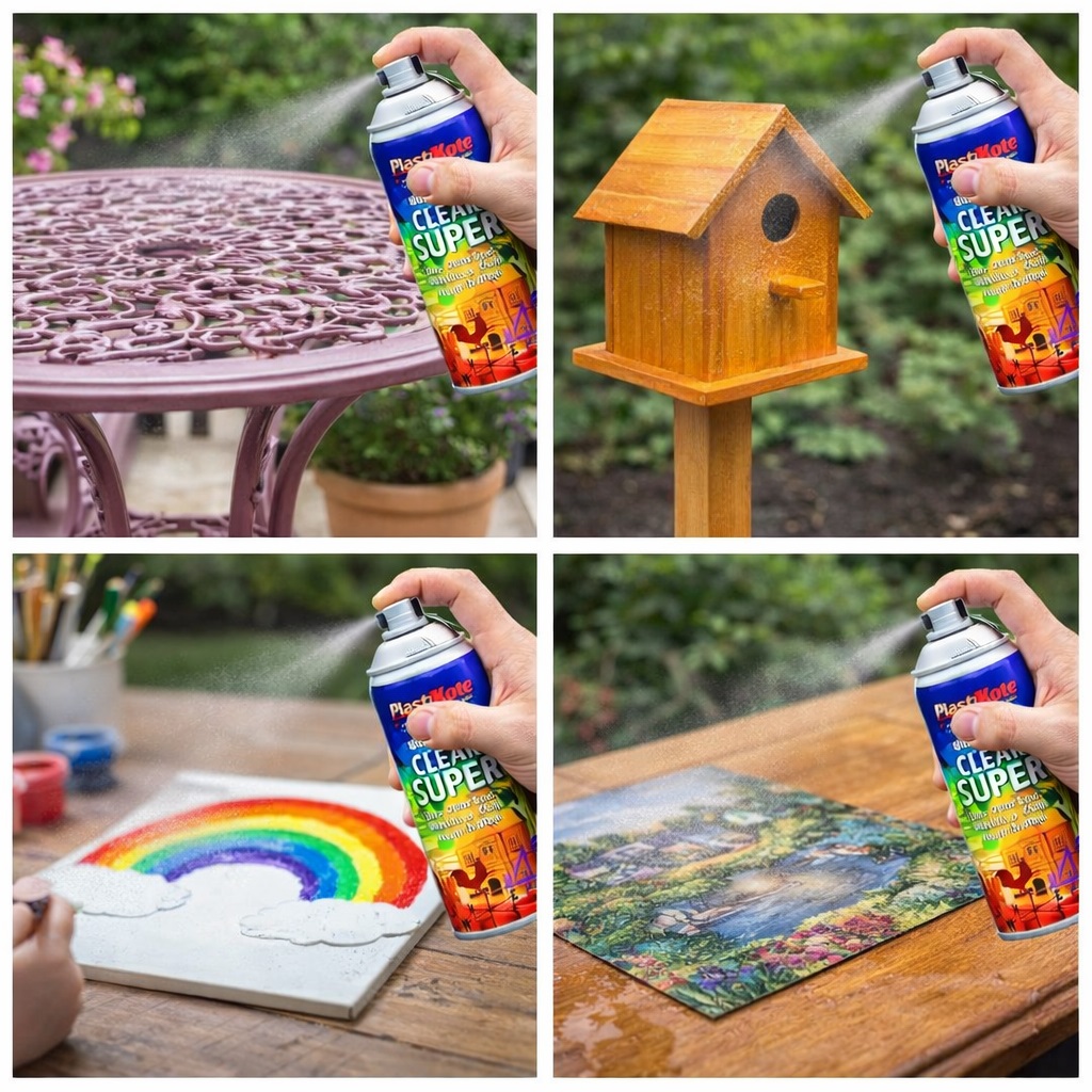 Plastikote High Gloss Finish Spray Super Clear 400ml PL11138 | Transparent Protective Sealer | For Wood-Metal and Crafts