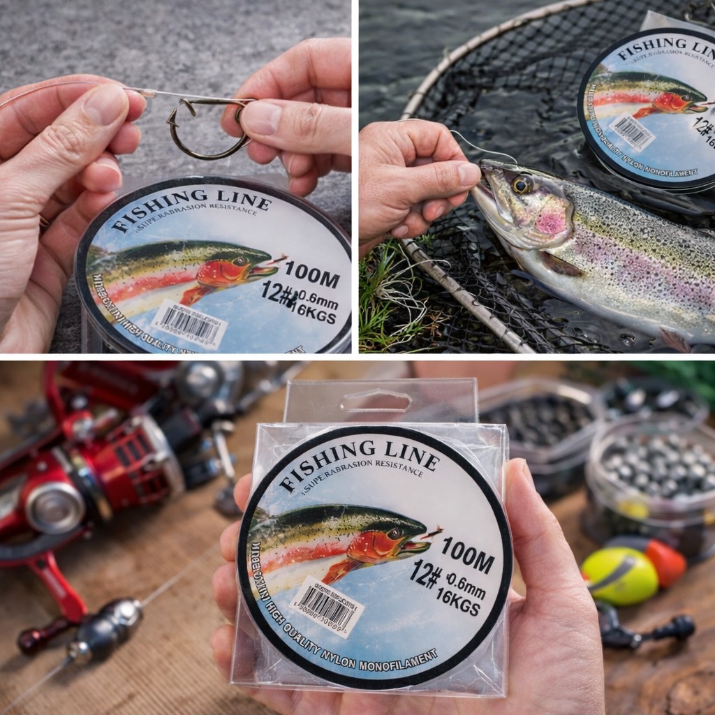 Fishing Line Nylon Monofilament Silver 100Mtr 4298 | High Abrasion Resistance | Line Weight 16Kg