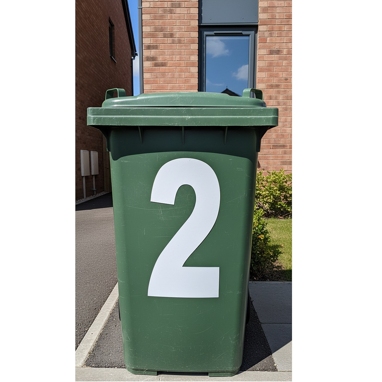 Ashley Housewares Self Adhesive Wheelie Bin Number 2 White Pack of 2 WS512 | Made From PVC | Easy to Peel | Waterproof