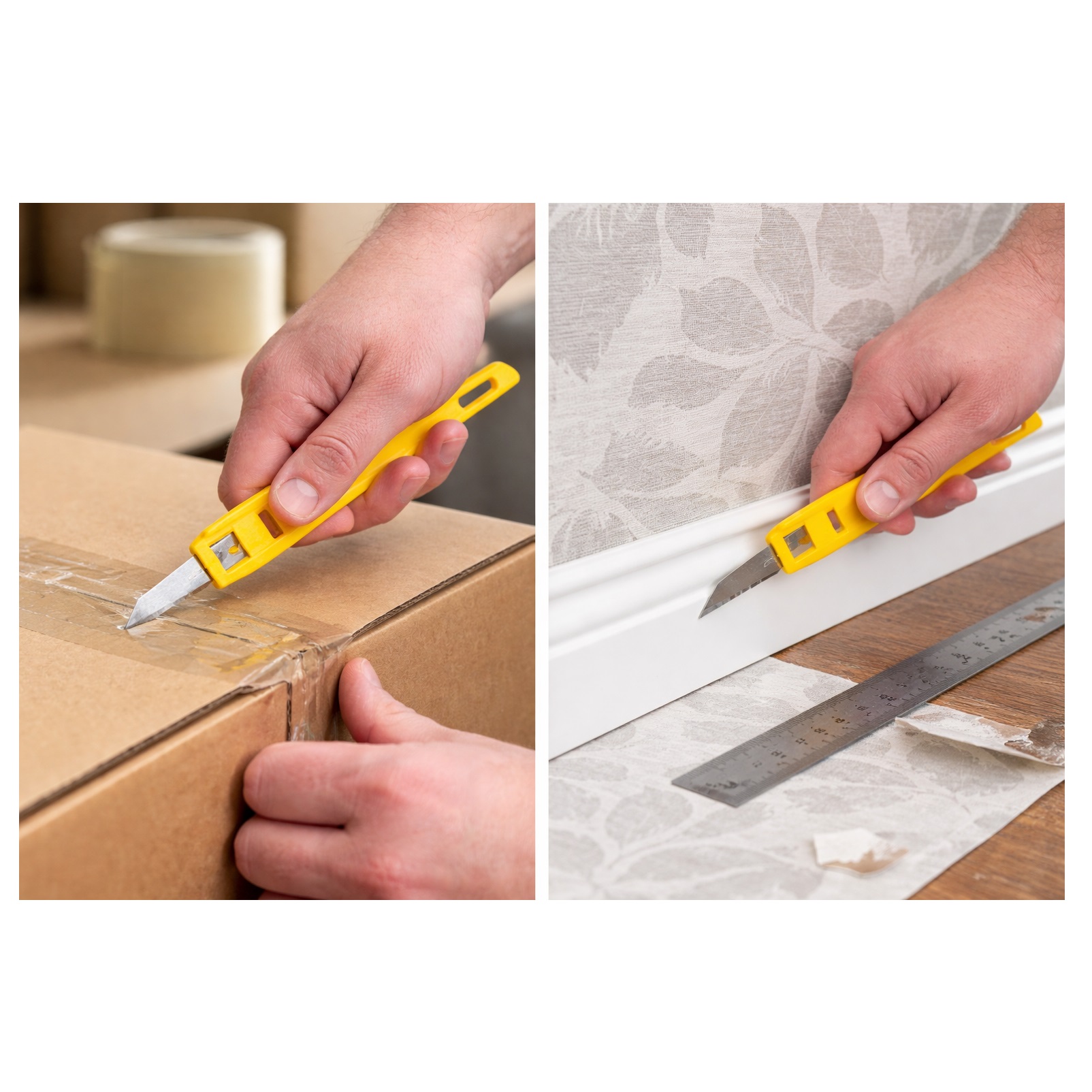 Stanley Multi-purpose Throwaway Utility Knife Yellow 140mm Pack of 3 0-10-601 | Disposable Craft Knife | DIY Cutting Knives | With 5901 blade | Light Duty Blade | High Carbon Steel Blade | Cutting Tool