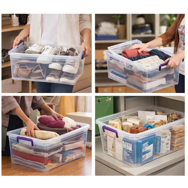 Hobby Life Multi-Box No.7 Plastic Storage Box Clear 40Ltr 021108 | With Lid and Locking Side Clips | Utility Storage Bin | Organising Container 021108