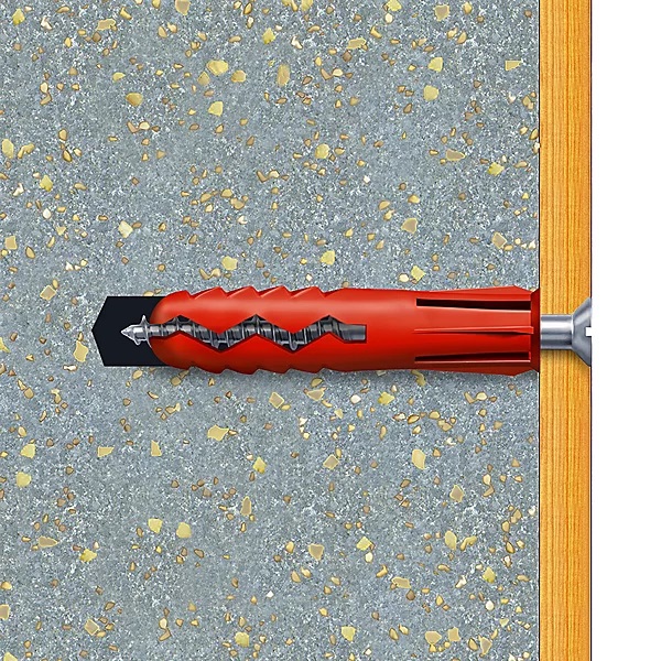 Plasplugs Regular Duty Super Grips Wall Plugs Red 6mm Pack of 100 SRP502CC | Masonry Fixings for Concrete-Brick and Stone