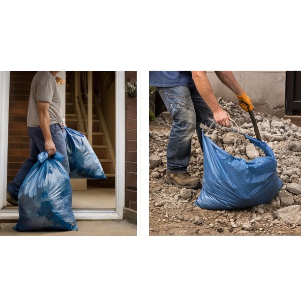 Handyman Rubble Sacks Blue 21-Inch x 32-Inch Pack of 6 BS6 | Heavy Duty | Double Strength Builders Bags | For Bricks-Plaster-Sand and Gravel