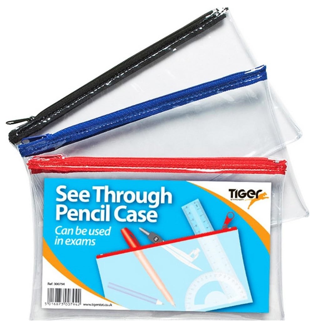Tiger See Through Pencil Case with Zip Transparent 8-Inch x 5-Inch 300794 | Pouch for School-Office and Travel Tiger See Through Pencil Case with Zip Transparent 8-Inch x 5-Inch 300794 | Pouch for School-Office and Travel