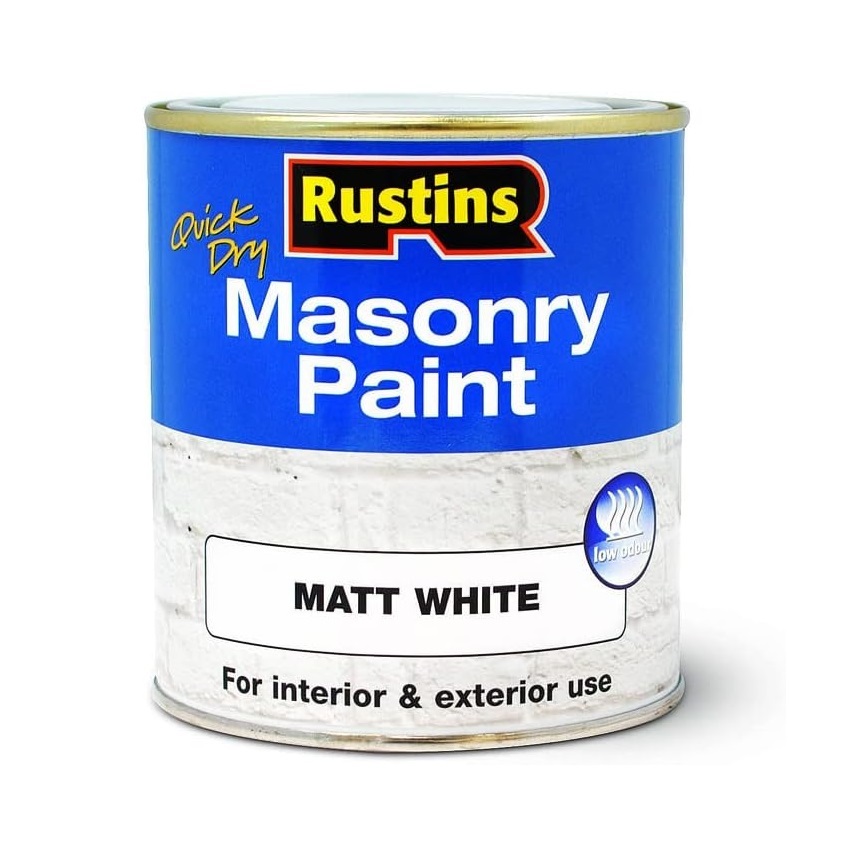 Rustins Quick Dry Masonry Paint Matt White 250ml MASPW250 | Interior and Exterior Use | Low Odour Rustins Quick Dry Masonry Paint Matt White 250ml MASPW250 | Interior and Exterior Use | Low Odour