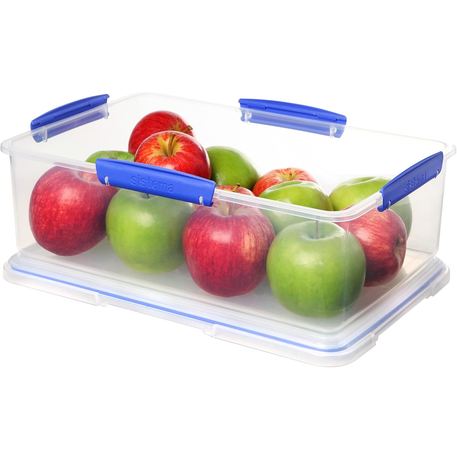 Sistema Klip It Storer with Secure Locking Lid Box Clear 7Ltr 1870 | With Blue Clips | Food Storage Container | Airtight Kitchen Storage