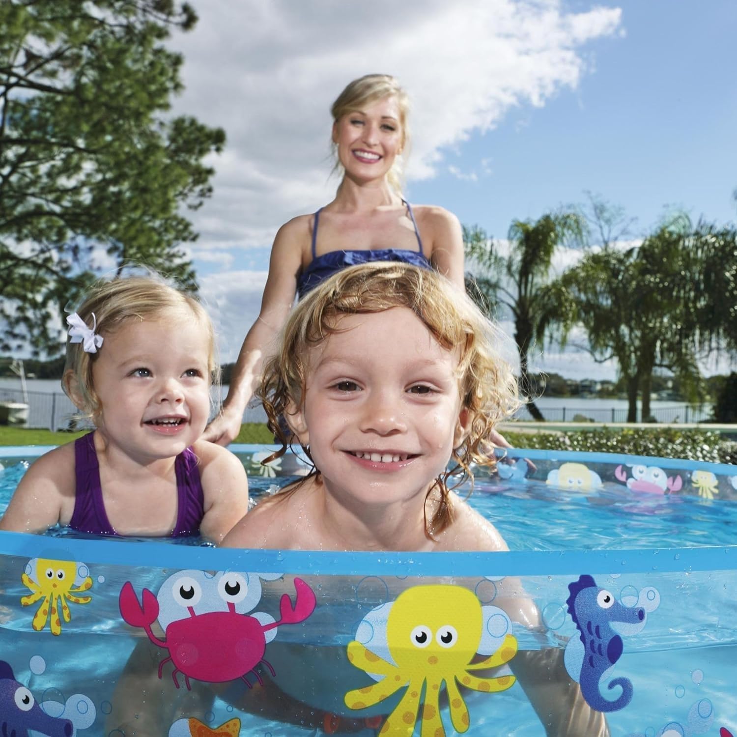 Bestway Fill-N-Fun Sea Creature Paddling Pool Blue 48-Inch x 10-Inch BW55028