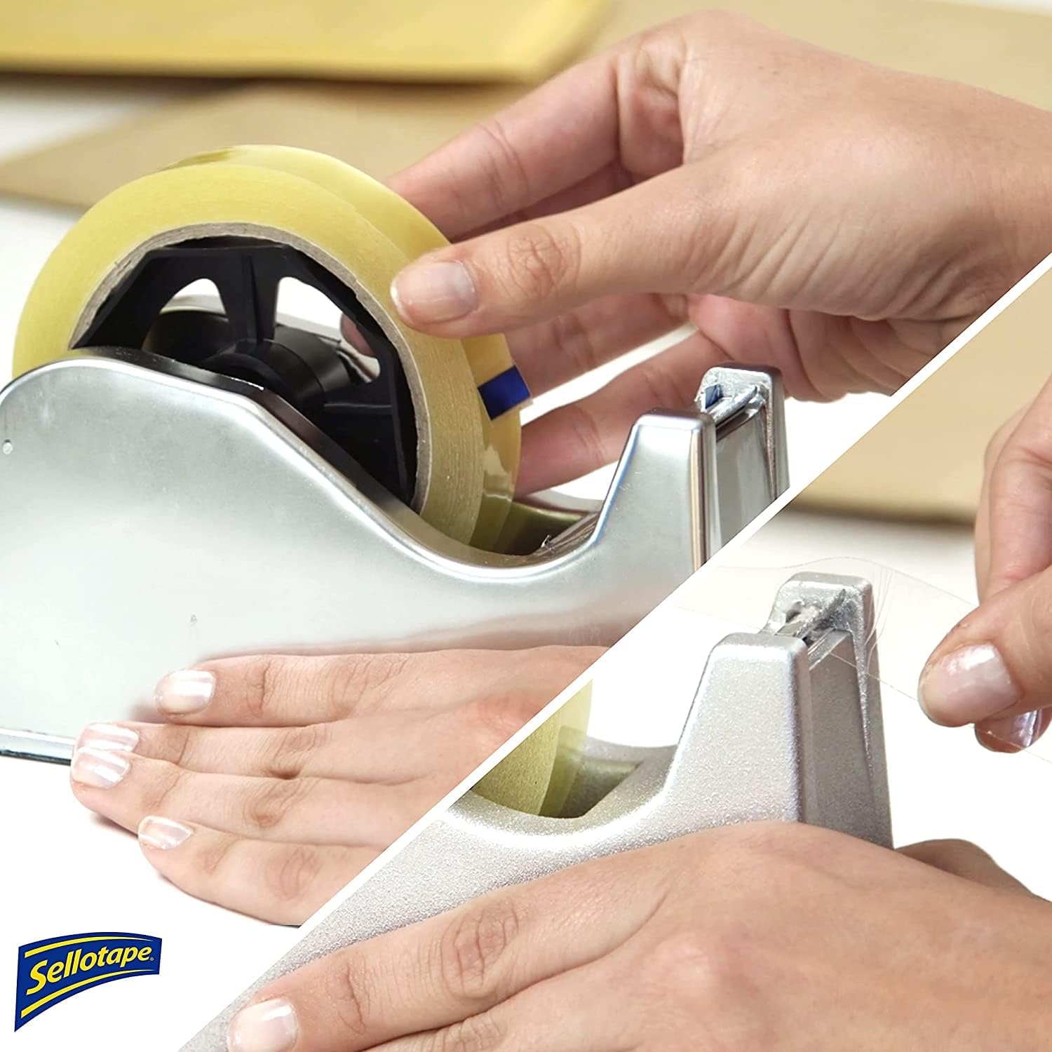 Sellotape Original Golden Tape Roll Clear 24mm x 50Mtr 2598432 2928287 | Extra Sticky Adhesive Film | High-Clarity Stationery Roll | Easy Tear Gift Wrapping Tape | Multi-Purpose Office and Home Cellophane | Strong Bonding Transparent Tape