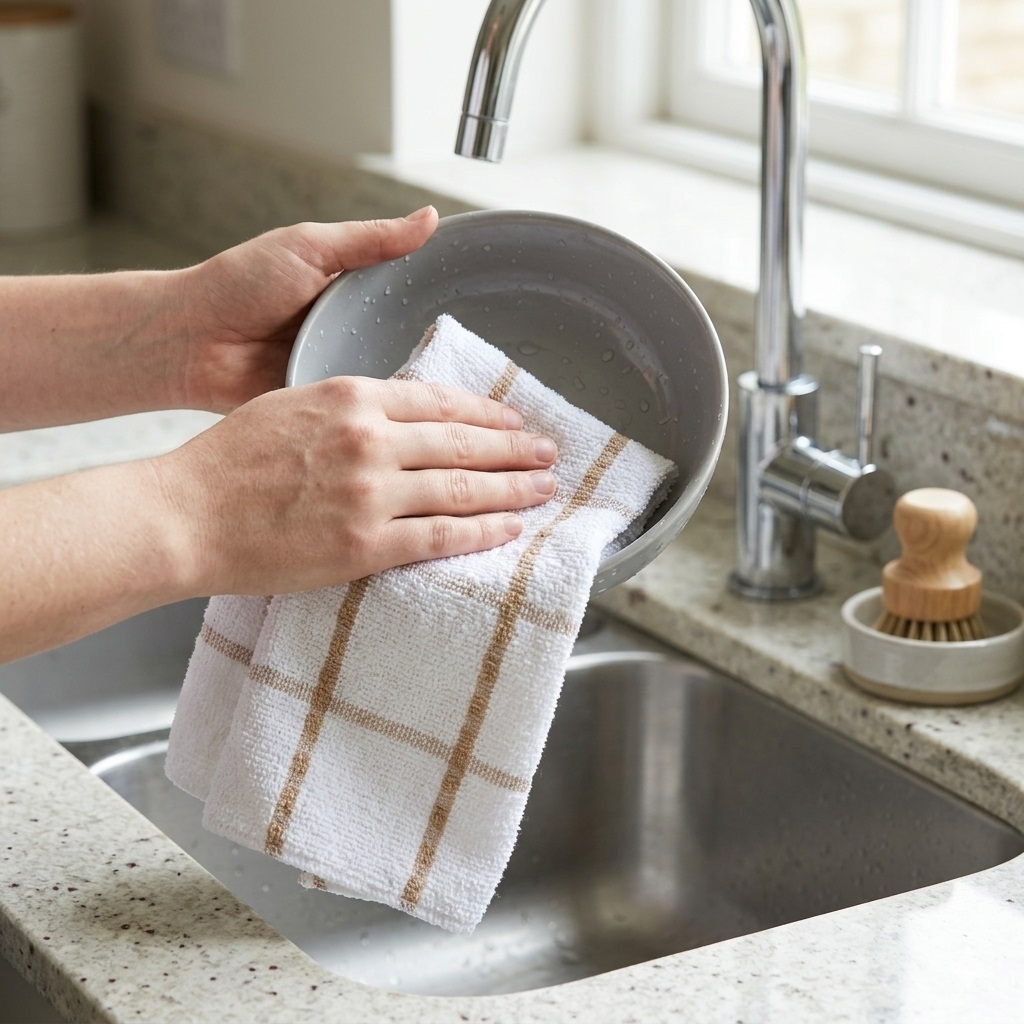 Country Club Homewares Button Dish Cloth White Pack of 4 CLE247545 | Cotton Kitchen Dish Cloths | Absorbent Cleaning Cloth | Reusable Dishcloth | Kitchen Cleaning Wipes | Multipurpose Cleaning Cloth