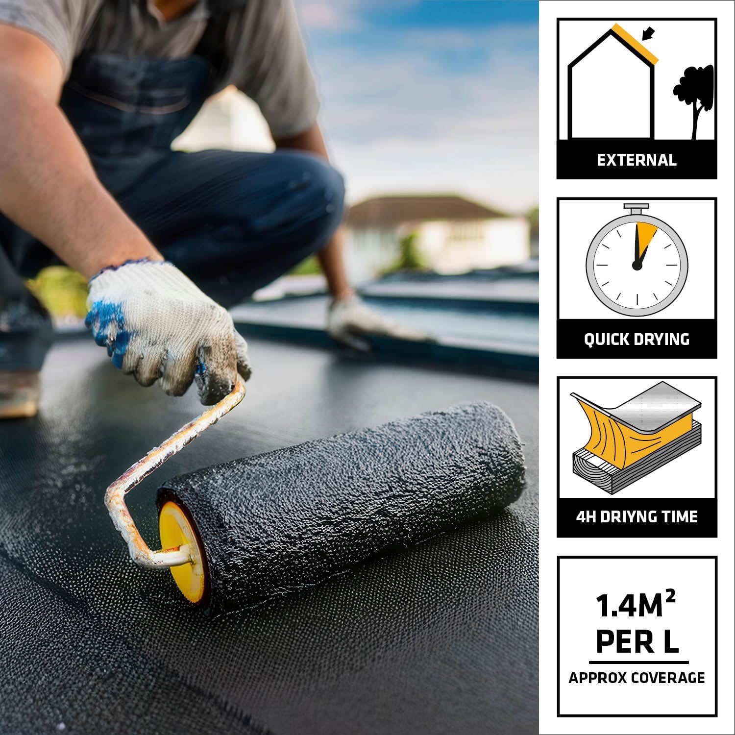 Everbuild Sika Black Jack Bitumen Roof Felt Adhesive 904 Black 5Ltr 486995 | Solvent Based Roofing Felt Bonding Compound | Exterior Roof Repair Sealant | Cold Gritting Solution | Concrete Asphalt Metal Wood Surface Adhesive