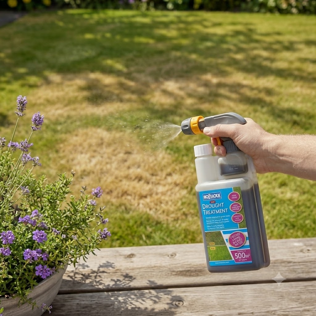 Hozelock Drought Treatment Grey 500ml 20278000 | Supplied With Complete Fittings | Save Water | Keeps Your Lawn Greener | Improves Soil Health | Direct Moisture to Grass Roots Hozelock Drought Treatment Grey 500ml 20278000 | Supplied With Complete Fittings | Save Water | Keeps Your Lawn Greener | Improves Soil Health | Direct Moisture to Grass Roots