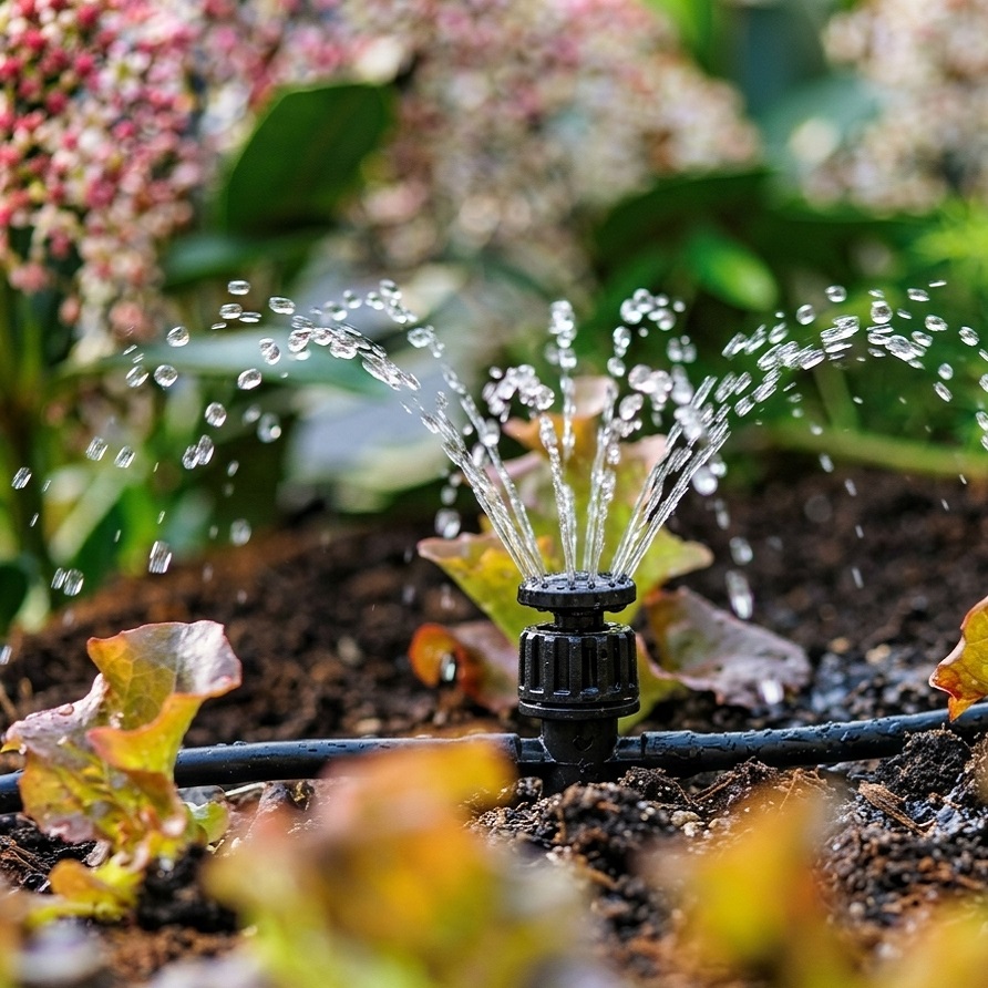Hozelock In Line Adjustable Mini Sprinkler Black 4mm Pack of 5 2786 | UV Stable Plastic Drip Irrigation Jet | Greenhouse Hanging Border Vegetable Garden Watering | Supplied with Complete Fittings