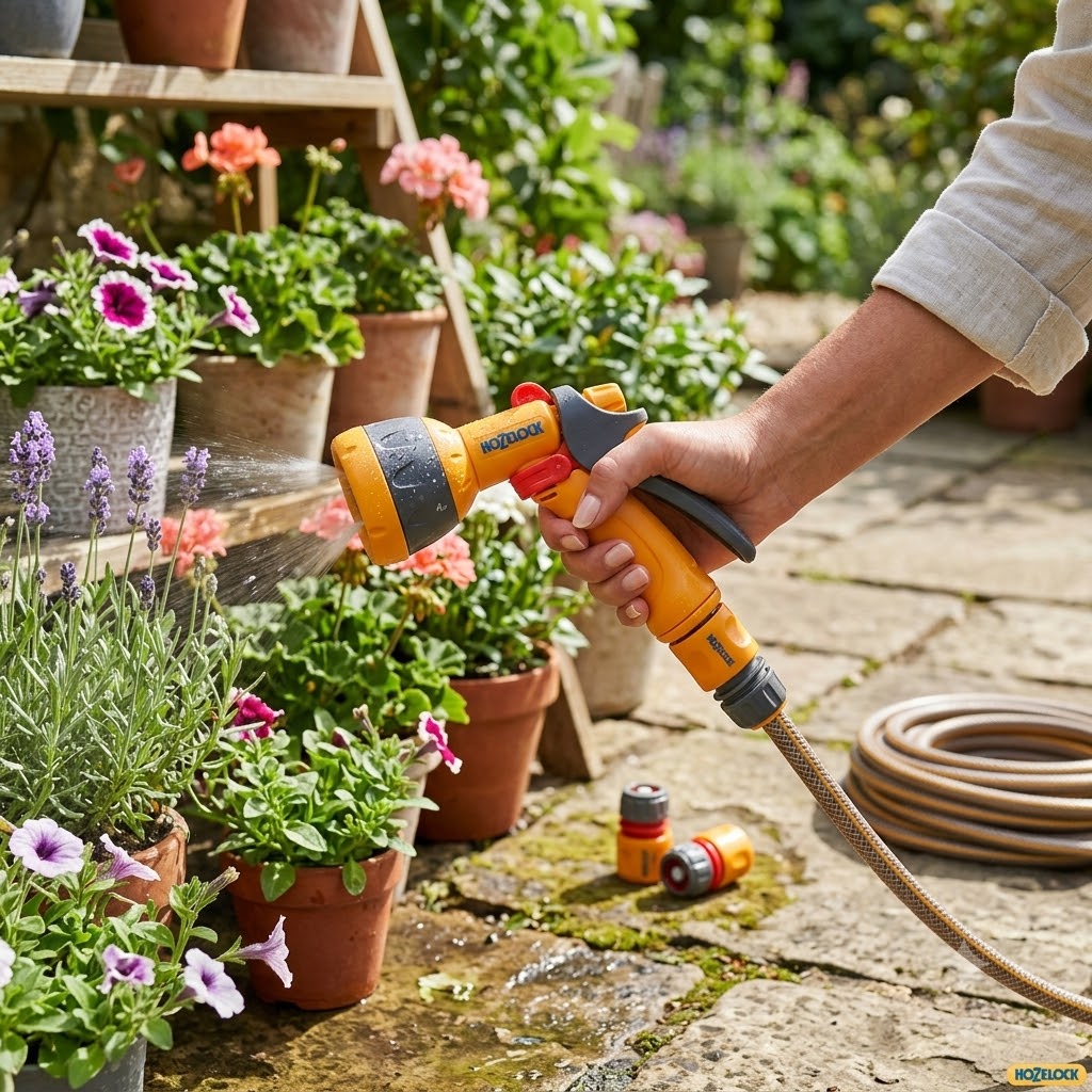 Hozelock Multi Spray Gun Starter Set With Fittings Multicolour 2347P0000 | Supplied With Complete Fittings | Water Spray Gun | Garden Watering Set | Leak Resistant Hose Fittings | Quick Connect Hose Fittings
