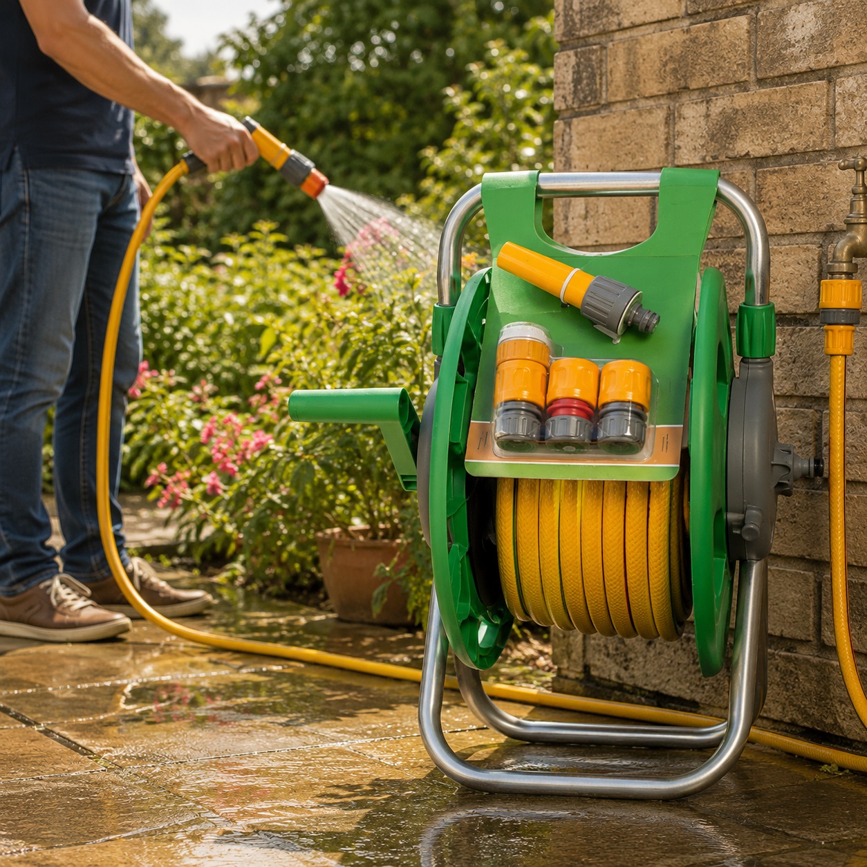 Hozelock Assembled Hose Reel With Hose and Fittings Grey and Yellow 25Mtr 2431R0006 | Supplied With Complete Fittings | 45Mtr Assembled | Garden Hose Reel | Hose Pipe Reel | Watering Accessories Hozelock Assembled Hose Reel With Hose and Fittings Grey and Yellow 25Mtr 2431R0006 | Supplied With Complete Fittings | 45Mtr Assembled | Garden Hose Reel | Hose Pipe Reel | Watering Accessories