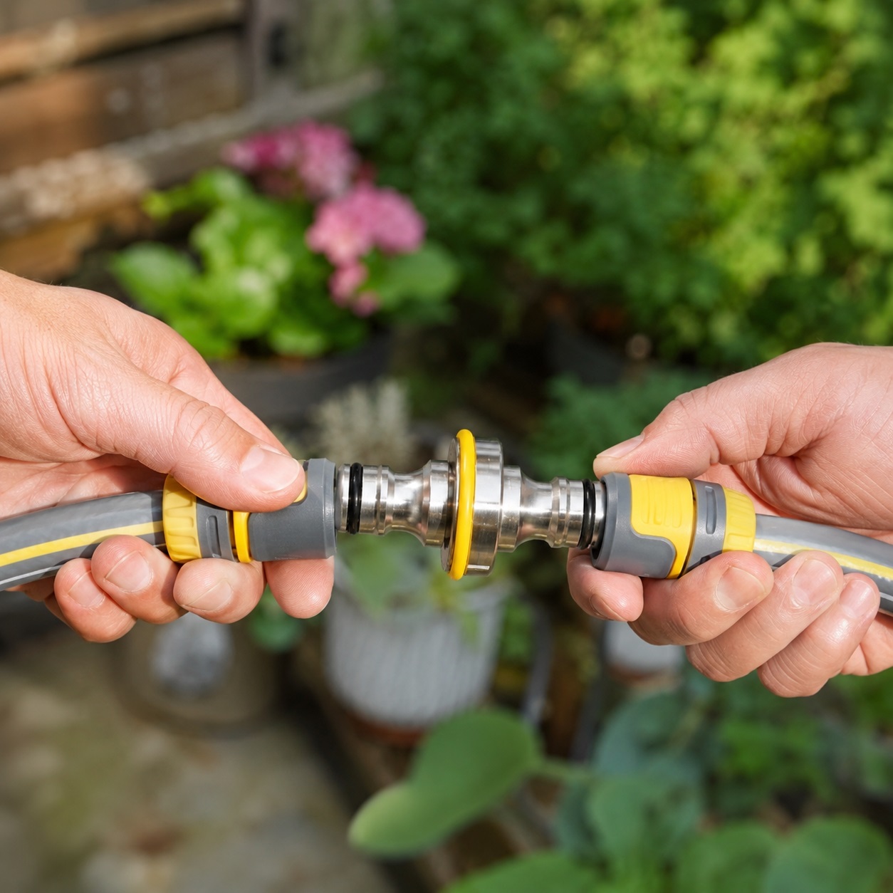 Hozelock Pro Metal Double Male Connector Metallic Silver 20440000 | Supplied With Complete Fittings | Hose Pipe Connector | Hose Extension Connector