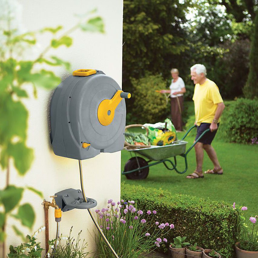 Hozelock Wall Mounted Fast Reel with Garden Hose Grey 40Mtr 2496 | Garden Hose Storage Reel | Automatic Rewind Hose Reel | Garden Watering Hose Holder | Supplied with Complete Fittings Hozelock Wall Mounted Fast Reel with Garden Hose Grey 40Mtr 2496 | Garden Hose Storage Reel | Automatic Rewind Hose Reel | Garden Watering Hose Holder | Supplied with Complete Fittings