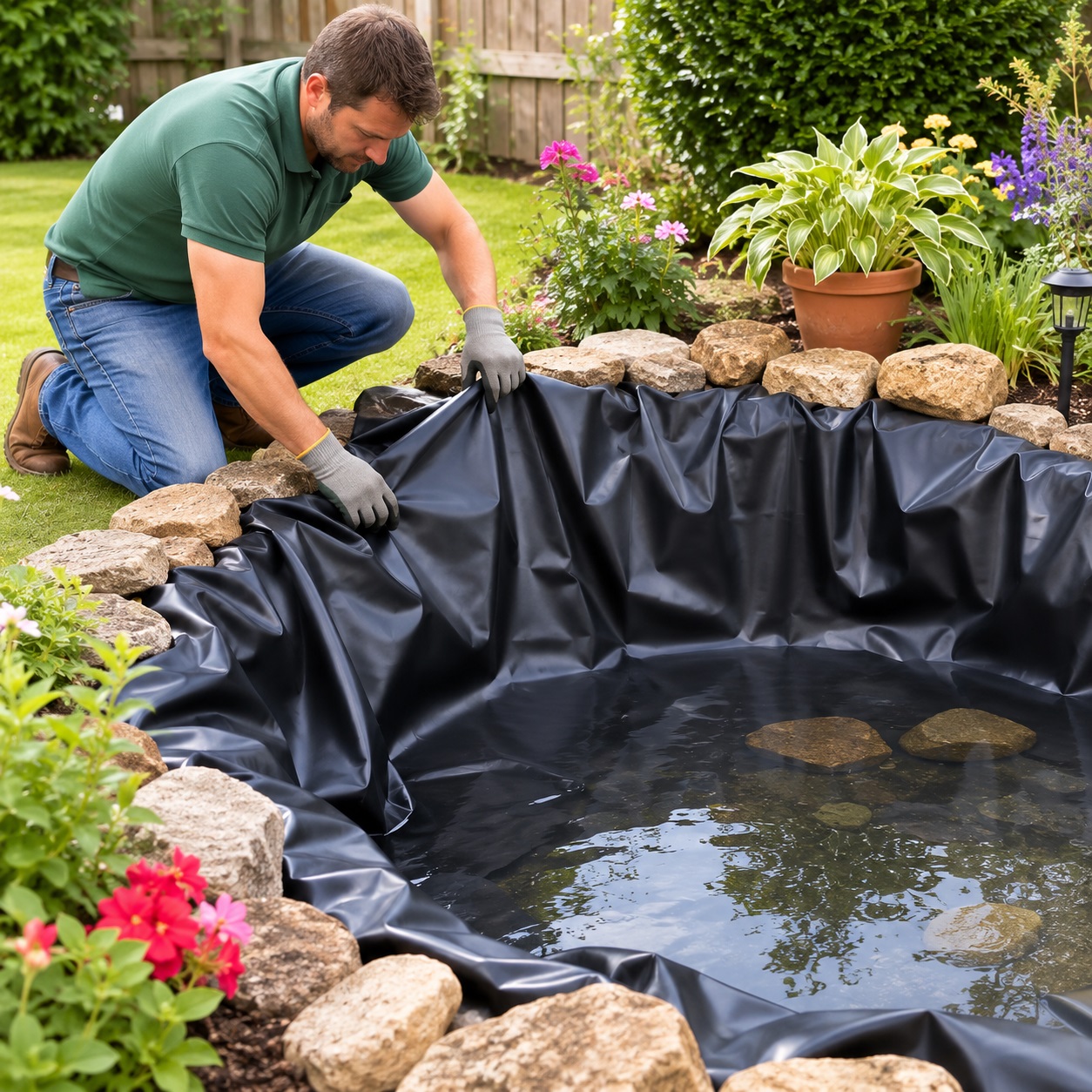 Hozelock Garden Pond Liner Black 3Mtr x 2.5Mtr 3461 | Fish Pond Liner | Flexible Pond Sheet | Garden Pond Membrane | Supplied with Complete Fittings
