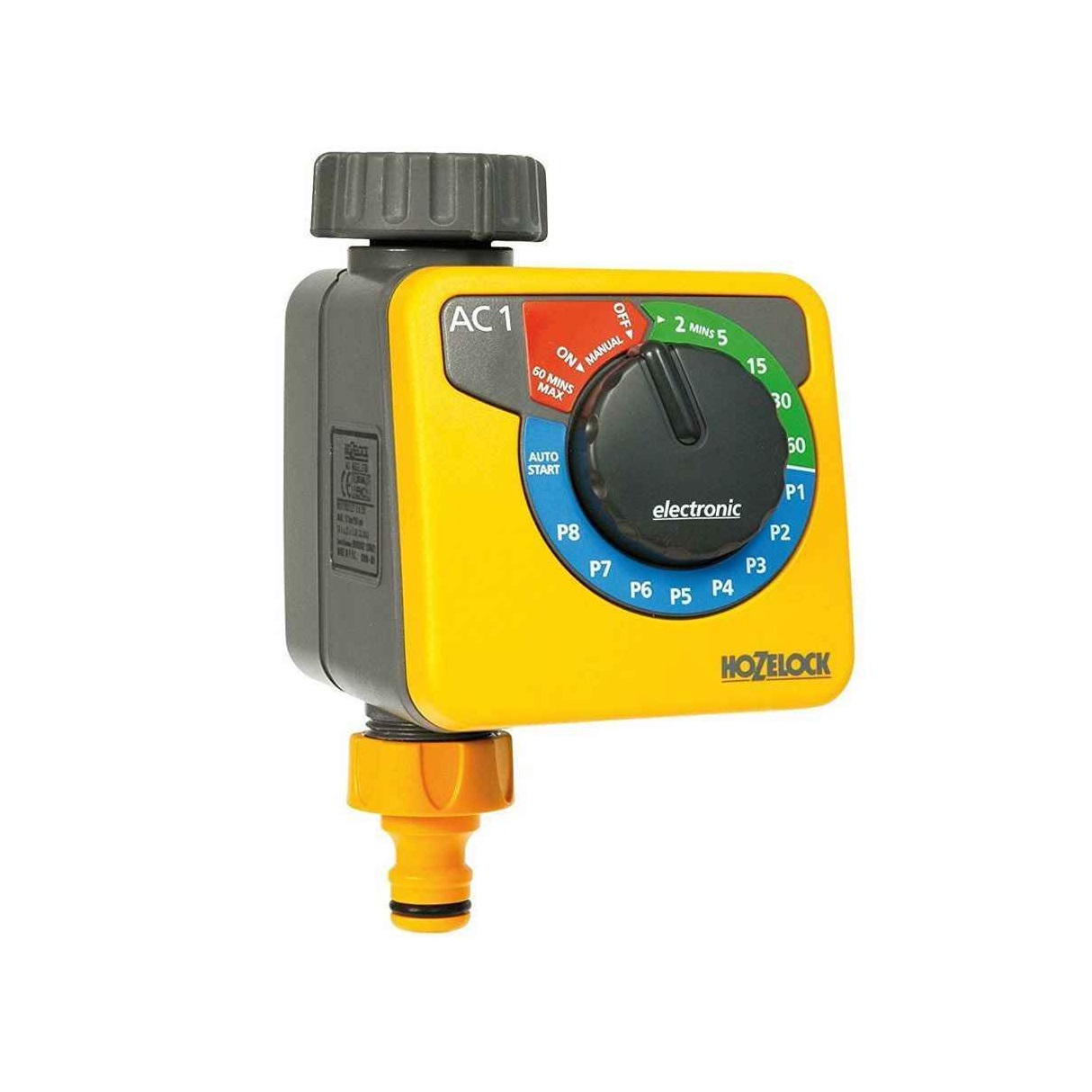 Hozelock AC1 Electronic Water Timer Yellow 2705 | Automatic Garden Irrigation Controller | Hose Pipe Water Timer | Battery Powered Watering Computer | Supplied with Complete Fittings Hozelock AC1 Electronic Water Timer Yellow 2705 | Automatic Garden Irrigation Controller | Hose Pipe Water Timer | Battery Powered Watering Computer | Supplied with Complete Fittings