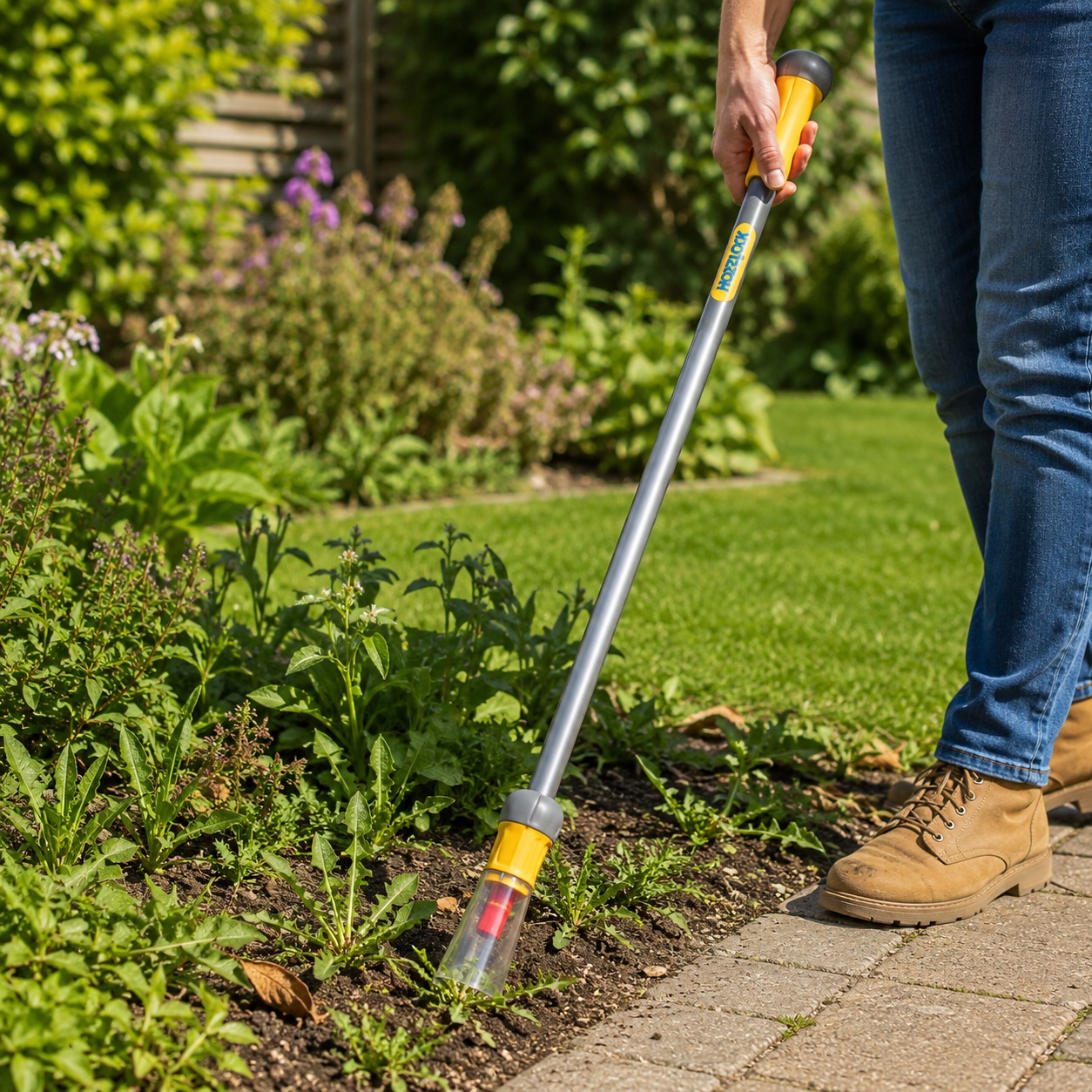 Hozelock Lightweight Long Handled Wonderweeder Grey 4182 | Supplied With Complete Fittings | Easy To Use | Root Weed Remover | Flower Bed Weeder | Garden Weeder | Hand Weeder