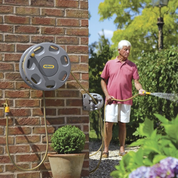 Hozelock Wall Mounted Reel Without Hose Grey 2390 | 60Mtr Total Capacity | Garden Hose Pipe Storage Reel | Manual Hose Winder | Outdoor Hose Holder | Supplied with Complete Fittings Hozelock Wall Mounted Reel Without Hose Grey 2390 | 60Mtr Total Capacity | Garden Hose Pipe Storage Reel | Manual Hose Winder | Outdoor Hose Holder | Supplied with Complete Fittings