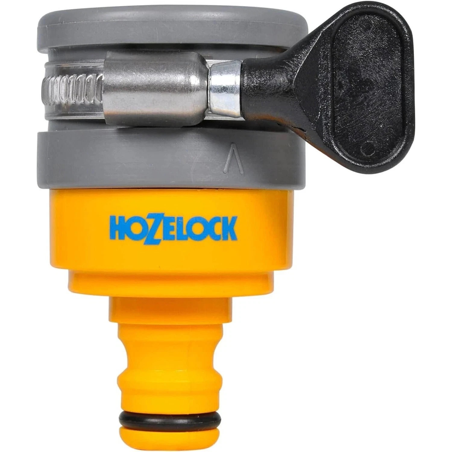 Hozelock Round Mixer Tap Connector Yellow and Grey | Round Tap Hose Attachment | Kitchen and Bathroom Tap Connector | Garden Hose Pipe Fitting | Supplied with Complete Fittings