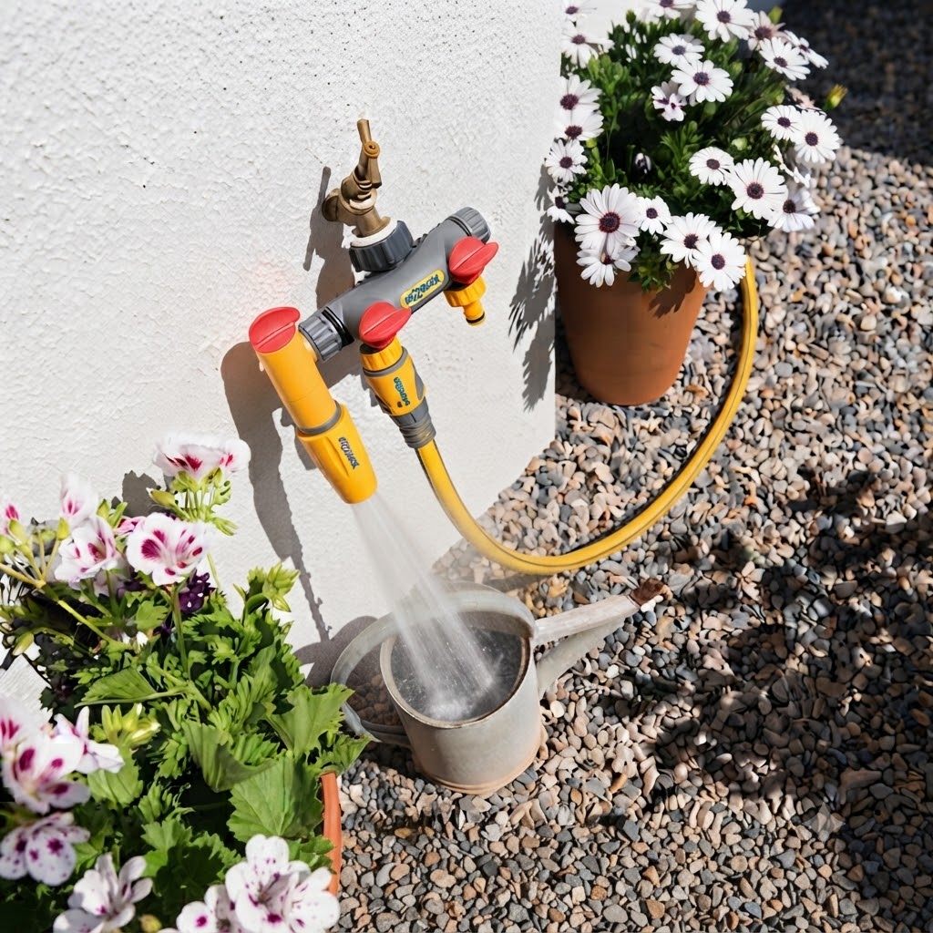 Hozelock Flowmax 3 Way Tap Connector Multicolour 21mm x 26.5mm 33.3mm 22500000 | Supplied With Complete Fittings | Hose Pipe Splitter | Multi Outlet Tap Adapter | Hose Pipe Adapter | Garden Watering Accessories