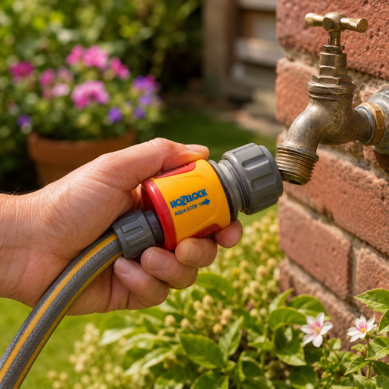 Hozelock Aqua Stop Soft Touch Water Stop Connector Multicolour 12.5mm-15mm 20750000 | Supplied With Complete Fittings | Hose Connector | Gardening Accessories | Hose Fitting