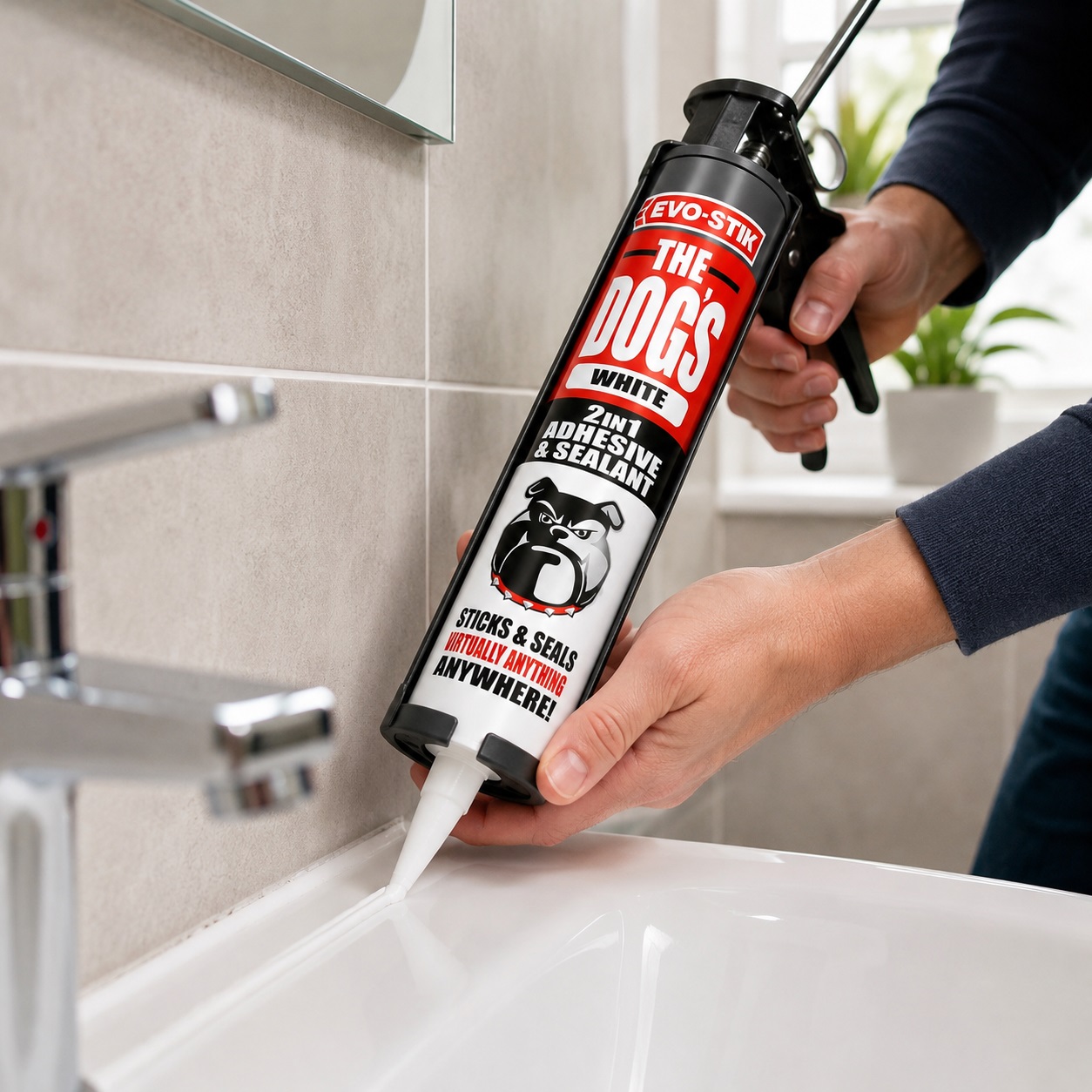 Evo Stik Multipurpose Adhesive Sealant The Dogs Bllcks White 290ml TDS01979 Evo Stik Multipurpose Adhesive Sealant The Dogs Bllcks White 290ml TDS01979