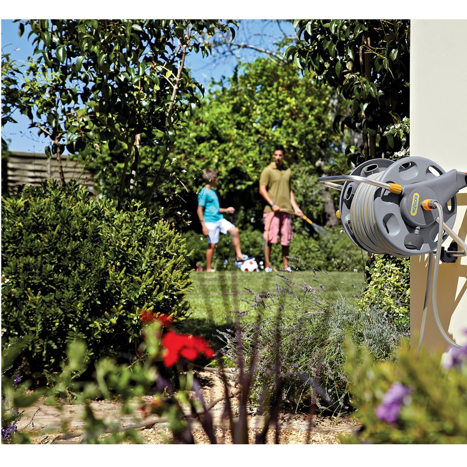Hozelock 2-in-1 60Mtr Hose Reel Grey and Yellow 50Mtr 12.5mm 2477 | Wall Mounted and Freestanding Hosepipe Storage | Hard Wearing Hose | Adjustable Spray Nozzle | Wall Fixings and Connectors | Supplied with Complete Fittings Hozelock 2-in-1 60Mtr Hose Reel Grey and Yellow 50Mtr 12.5mm 2477 | Wall Mounted and Freestanding Hosepipe Storage | Hard Wearing Hose | Adjustable Spray Nozzle | Wall Fixings and Connectors | Supplied with Complete Fittings