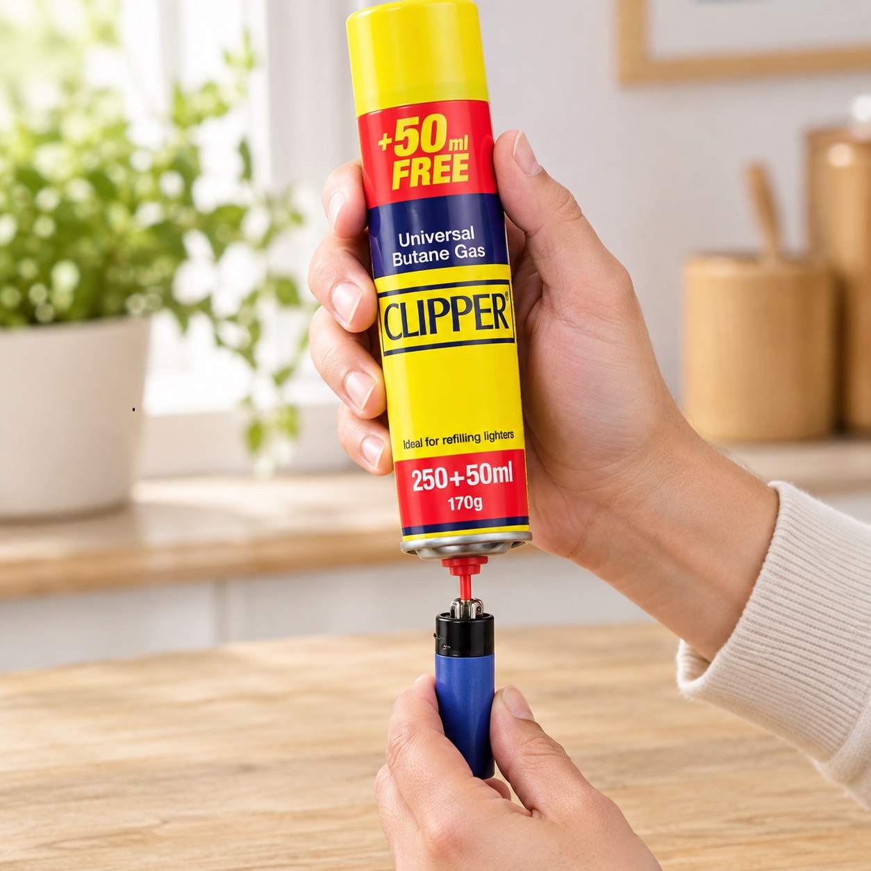 Clipper Universal Butane Gas Refill Bottle Yellow 300ml | Ideal for Refilling Lighters