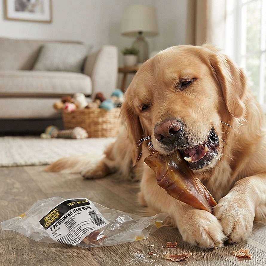 151 Munch and Crunch Natural Serrano Ham Bone Dog Food Brown Pack of 2 MC0125