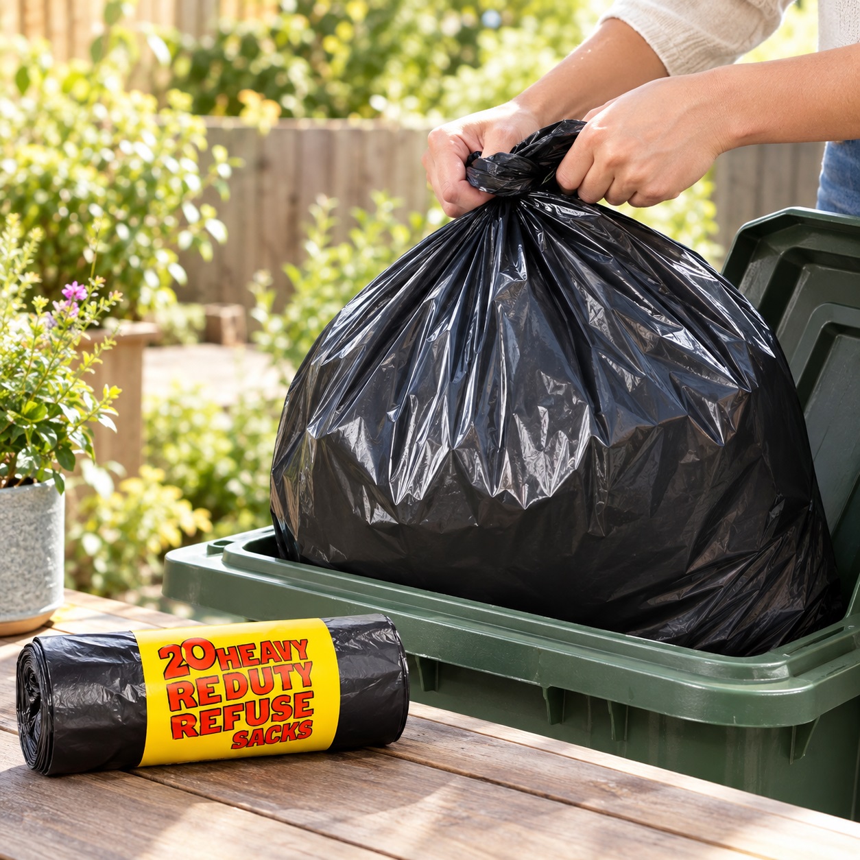 Kingfisher Heavy-Duty Refuse Sacks Black 18-Inch x 29-Inch x 34-Inch RS20 | Pack of 20 | Strong and Durable | Suitable for Domestic and Commercial Use | Rubbish Disposal Bags | Household Waste Bags | Garden Waste Bags